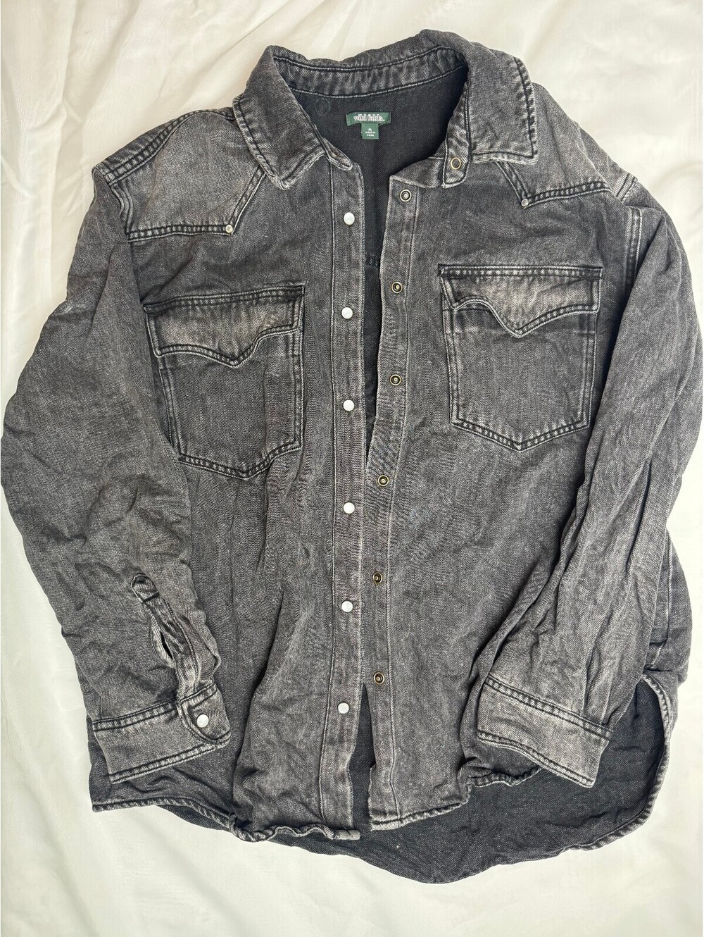 Wild Fable black denim pearl snap front shirt with pockets